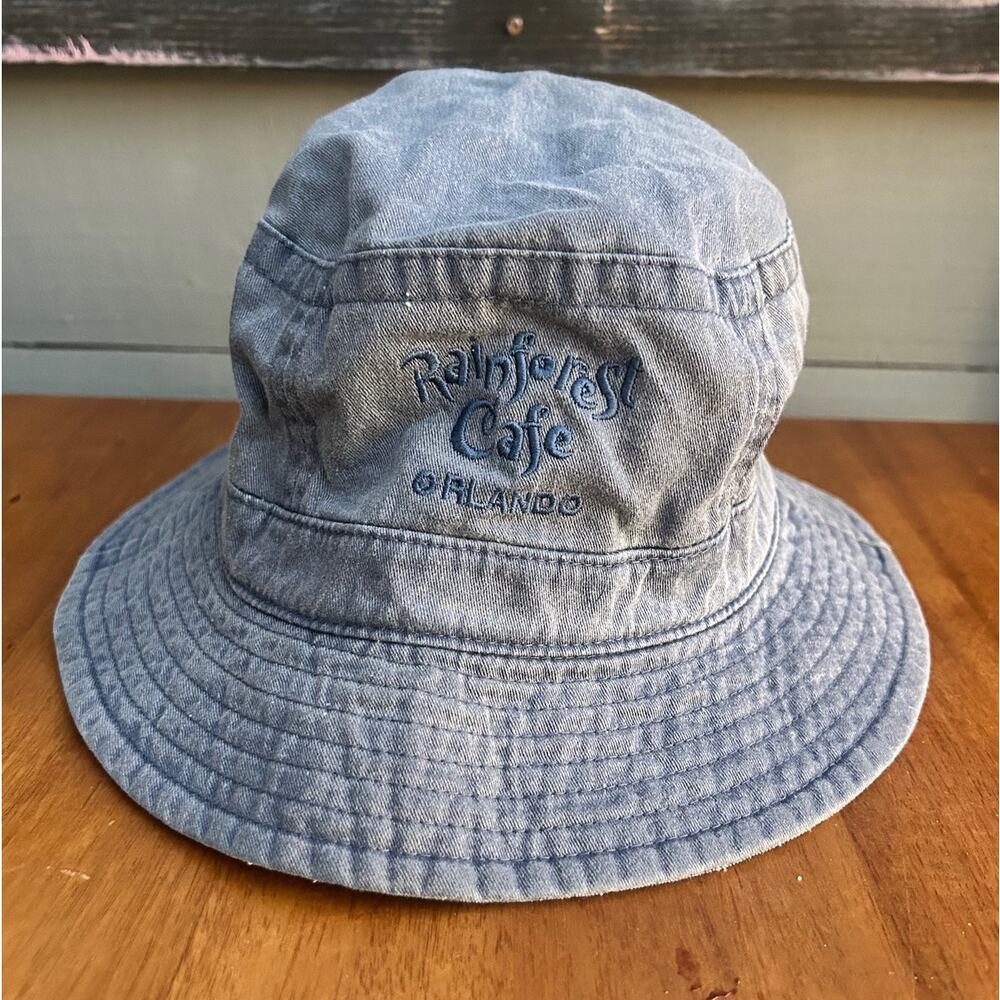 Vintage Rainforest Cafe Orlando Bucket Hat Blue L XL Embroidered